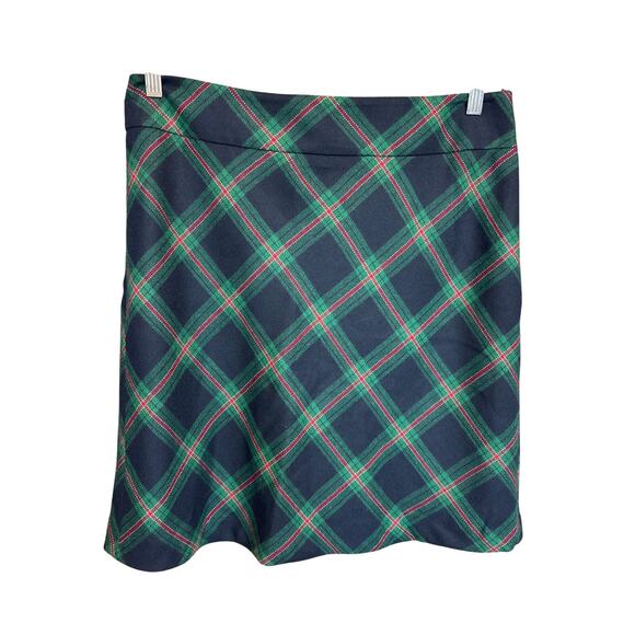 Talbots | Green/Navy/Red A Line Wool Blend Skirt | 12 - Picture 1 of 8
